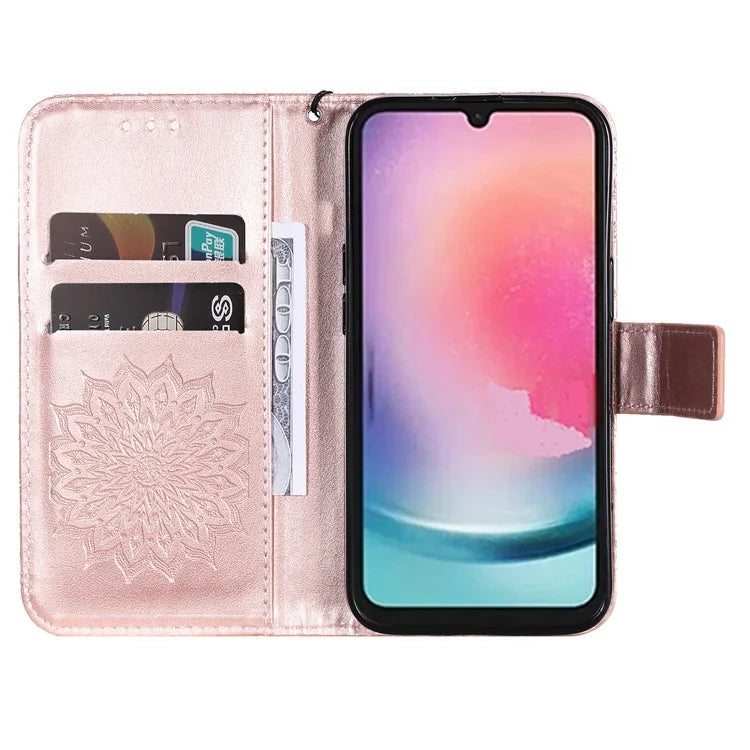 KT Imprinting Flower Series-1 For Samsung Galaxy A25 5G (Global) (161.0 x 76.5 x 8.3mm) Cell Phone Case Leather Wallet Cover