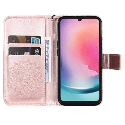 KT Imprinting Flower Series-1 For Samsung Galaxy A25 5G (Global) (161.0 x 76.5 x 8.3mm) Cell Phone Case Leather Wallet Cover