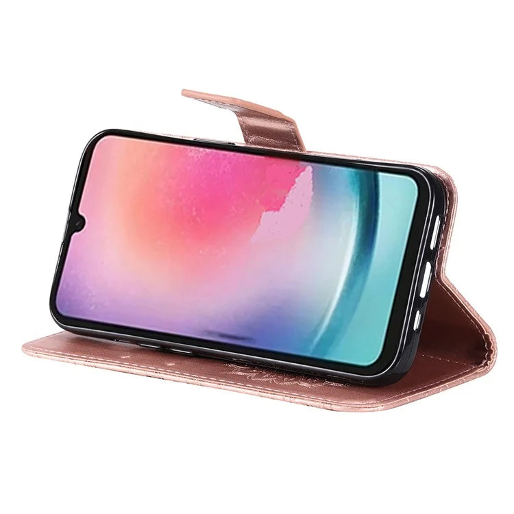 KT Imprinting Flower Series-1 For Samsung Galaxy A25 5G (Global) (161.0 x 76.5 x 8.3mm) Cell Phone Case Leather Wallet Cover