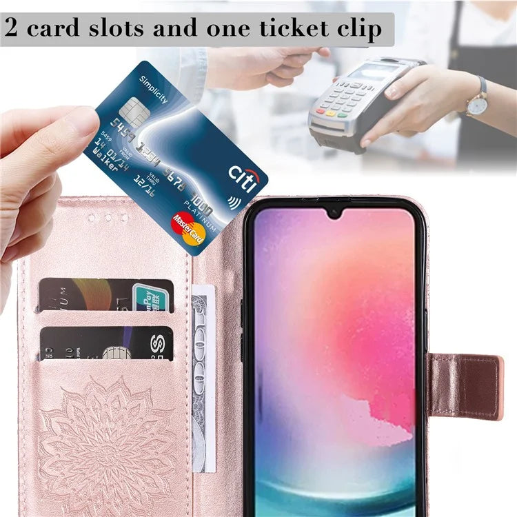 KT Imprinting Flower Series-1 For Samsung Galaxy A25 5G (Global) (161.0 x 76.5 x 8.3mm) Cell Phone Case Leather Wallet Cover