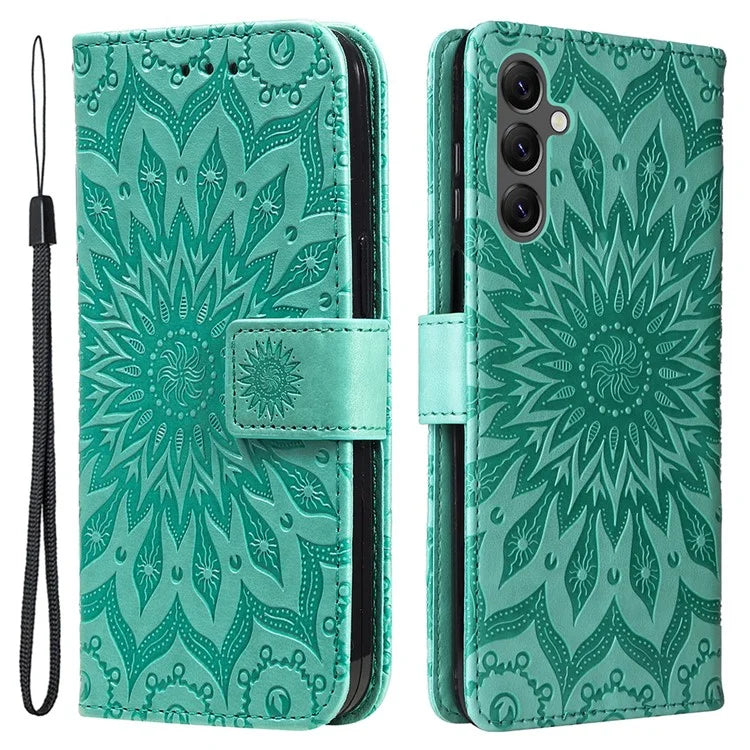 KT Imprinting Flower Series-1 For Samsung Galaxy A25 5G (Global) (161.0 x 76.5 x 8.3mm) Cell Phone Case Leather Wallet Cover