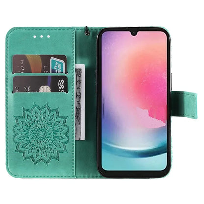 KT Imprinting Flower Series-1 For Samsung Galaxy A25 5G (Global) (161.0 x 76.5 x 8.3mm) Cell Phone Case Leather Wallet Cover