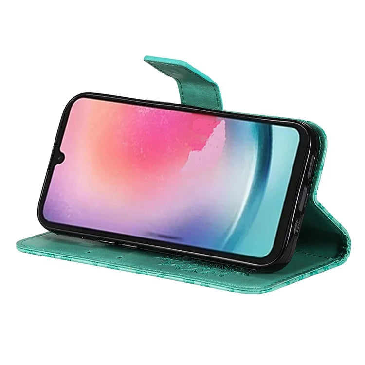 KT Imprinting Flower Series-1 For Samsung Galaxy A25 5G (Global) (161.0 x 76.5 x 8.3mm) Cell Phone Case Leather Wallet Cover