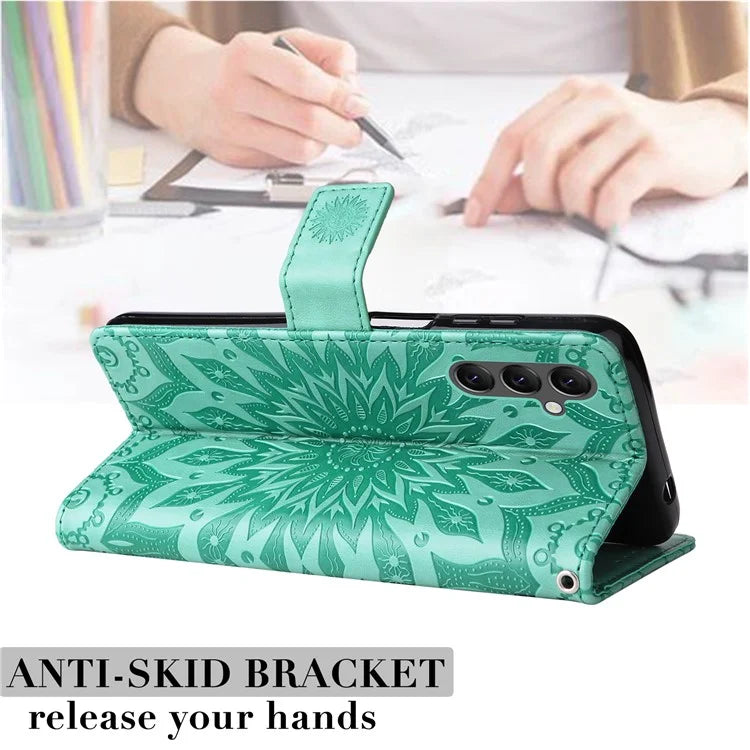 KT Imprinting Flower Series-1 For Samsung Galaxy A25 5G (Global) (161.0 x 76.5 x 8.3mm) Cell Phone Case Leather Wallet Cover