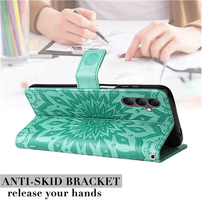 KT Imprinting Flower Series-1 For Samsung Galaxy A25 5G (Global) (161.0 x 76.5 x 8.3mm) Cell Phone Case Leather Wallet Cover