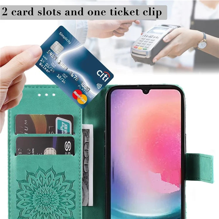 KT Imprinting Flower Series-1 For Samsung Galaxy A25 5G (Global) (161.0 x 76.5 x 8.3mm) Cell Phone Case Leather Wallet Cover