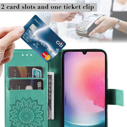 KT Imprinting Flower Series-1 For Samsung Galaxy A25 5G (Global) (161.0 x 76.5 x 8.3mm) Cell Phone Case Leather Wallet Cover