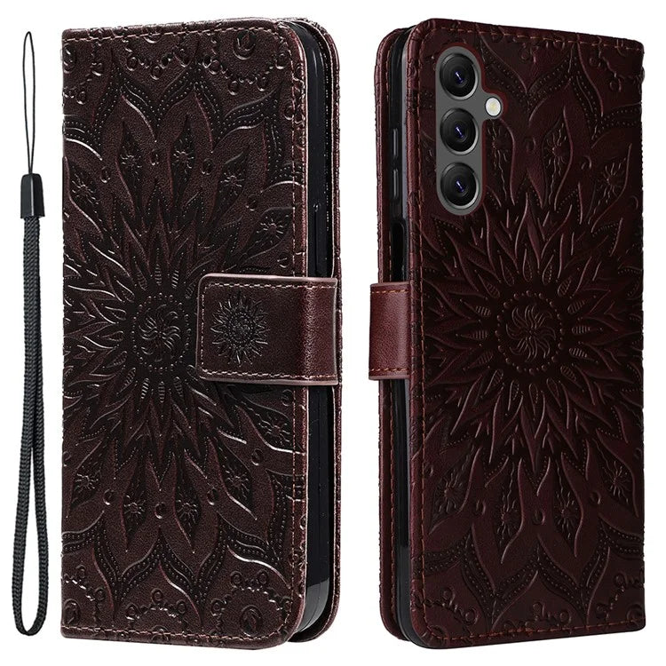 KT Imprinting Flower Series-1 For Samsung Galaxy A25 5G (Global) (161.0 x 76.5 x 8.3mm) Cell Phone Case Leather Wallet Cover