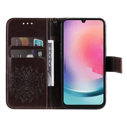 KT Imprinting Flower Series-1 For Samsung Galaxy A25 5G (Global) (161.0 x 76.5 x 8.3mm) Cell Phone Case Leather Wallet Cover