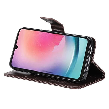 KT Imprinting Flower Series-1 For Samsung Galaxy A25 5G (Global) (161.0 x 76.5 x 8.3mm) Cell Phone Case Leather Wallet Cover