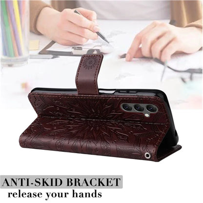 KT Imprinting Flower Series-1 For Samsung Galaxy A25 5G (Global) (161.0 x 76.5 x 8.3mm) Cell Phone Case Leather Wallet Cover