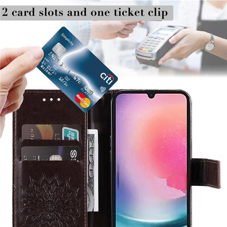 KT Imprinting Flower Series-1 For Samsung Galaxy A25 5G (Global) (161.0 x 76.5 x 8.3mm) Cell Phone Case Leather Wallet Cover