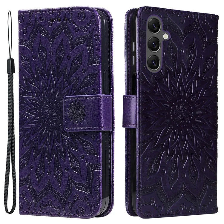 KT Imprinting Flower Series-1 For Samsung Galaxy A25 5G (Global) (161.0 x 76.5 x 8.3mm) Cell Phone Case Leather Wallet Cover