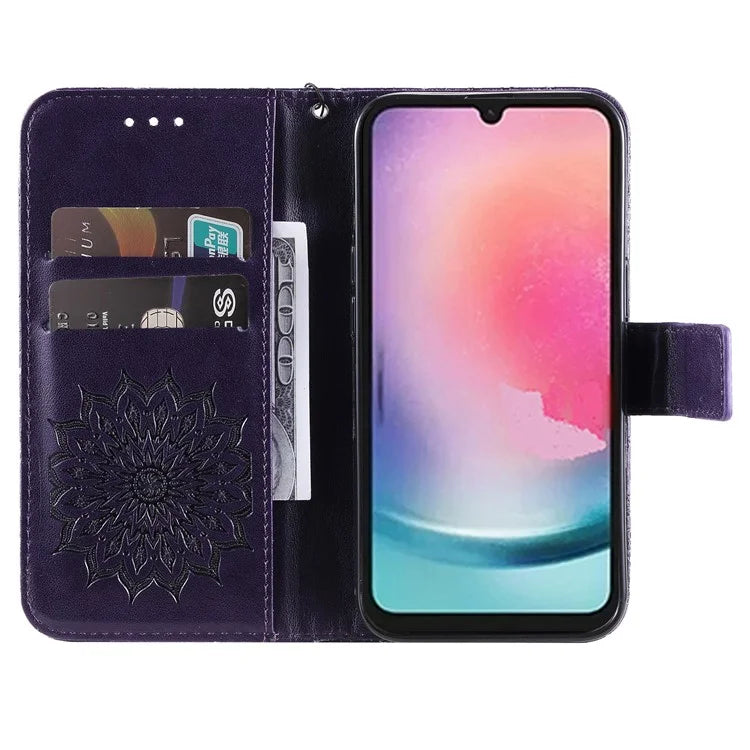 KT Imprinting Flower Series-1 For Samsung Galaxy A25 5G (Global) (161.0 x 76.5 x 8.3mm) Cell Phone Case Leather Wallet Cover