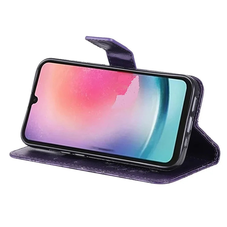 KT Imprinting Flower Series-1 For Samsung Galaxy A25 5G (Global) (161.0 x 76.5 x 8.3mm) Cell Phone Case Leather Wallet Cover
