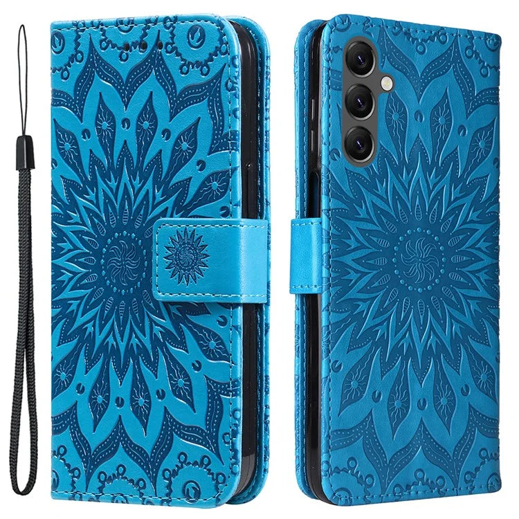 KT Imprinting Flower Series-1 For Samsung Galaxy A25 5G (Global) (161.0 x 76.5 x 8.3mm) Cell Phone Case Leather Wallet Cover