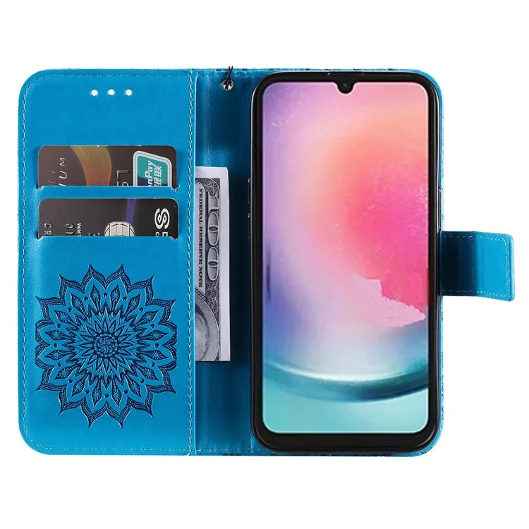KT Imprinting Flower Series-1 For Samsung Galaxy A25 5G (Global) (161.0 x 76.5 x 8.3mm) Cell Phone Case Leather Wallet Cover