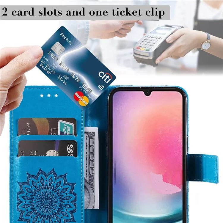 KT Imprinting Flower Series-1 For Samsung Galaxy A25 5G (Global) (161.0 x 76.5 x 8.3mm) Cell Phone Case Leather Wallet Cover