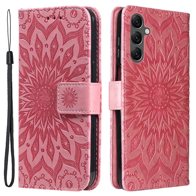 KT Imprinting Flower Series-1 For Samsung Galaxy A25 5G (Global) (161.0 x 76.5 x 8.3mm) Cell Phone Case Leather Wallet Cover