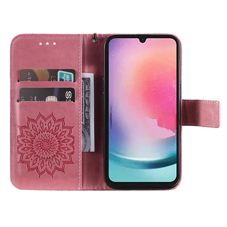 KT Imprinting Flower Series-1 For Samsung Galaxy A25 5G (Global) (161.0 x 76.5 x 8.3mm) Cell Phone Case Leather Wallet Cover