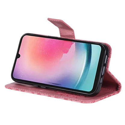KT Imprinting Flower Series-1 For Samsung Galaxy A25 5G (Global) (161.0 x 76.5 x 8.3mm) Cell Phone Case Leather Wallet Cover