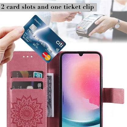 KT Imprinting Flower Series-1 For Samsung Galaxy A25 5G (Global) (161.0 x 76.5 x 8.3mm) Cell Phone Case Leather Wallet Cover
