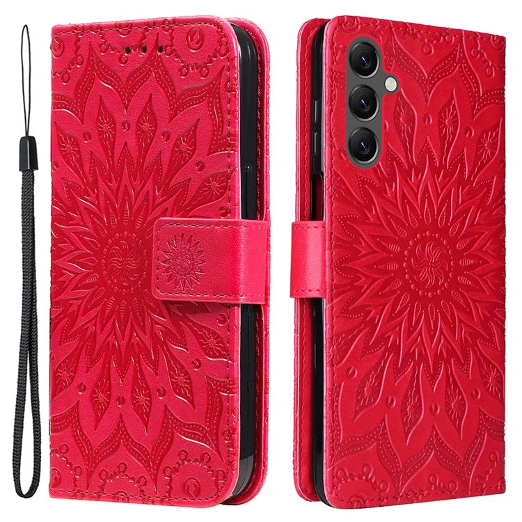 KT Imprinting Flower Series-1 For Samsung Galaxy A25 5G (Global) (161.0 x 76.5 x 8.3mm) Cell Phone Case Leather Wallet Cover