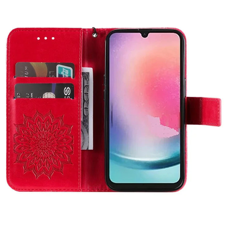 KT Imprinting Flower Series-1 For Samsung Galaxy A25 5G (Global) (161.0 x 76.5 x 8.3mm) Cell Phone Case Leather Wallet Cover
