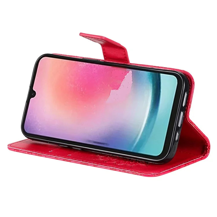 KT Imprinting Flower Series-1 For Samsung Galaxy A25 5G (Global) (161.0 x 76.5 x 8.3mm) Cell Phone Case Leather Wallet Cover