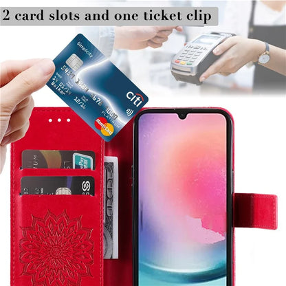KT Imprinting Flower Series-1 For Samsung Galaxy A25 5G (Global) (161.0 x 76.5 x 8.3mm) Cell Phone Case Leather Wallet Cover