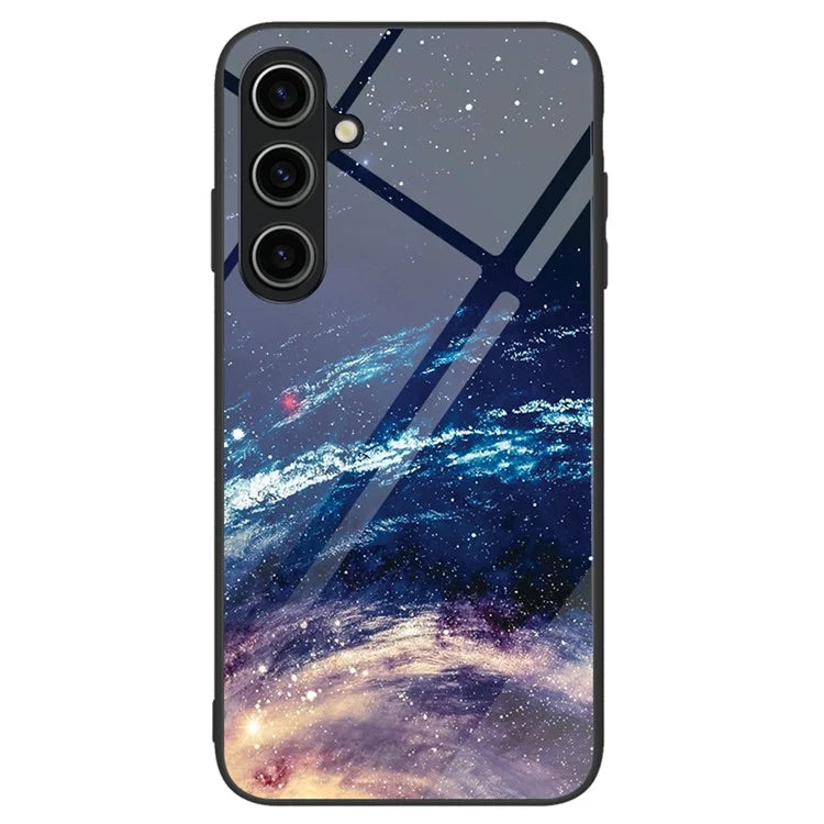For Samsung Galaxy A15 4G Pattern Cover Anti-Scratch Tempered Glass Phone Back Case