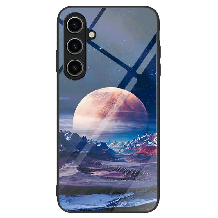 For Samsung Galaxy A15 4G Pattern Cover Anti-Scratch Tempered Glass Phone Back Case