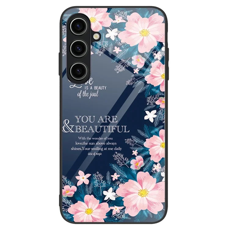 For Samsung Galaxy A15 4G Pattern Cover Anti-Scratch Tempered Glass Phone Back Case