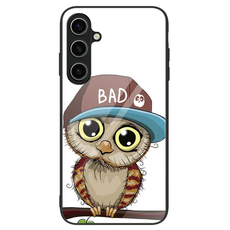 For Samsung Galaxy A15 4G Pattern Cover Anti-Scratch Tempered Glass Phone Back Case