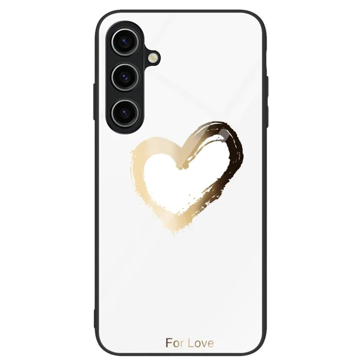 For Samsung Galaxy A15 4G Pattern Cover Anti-Scratch Tempered Glass Phone Back Case