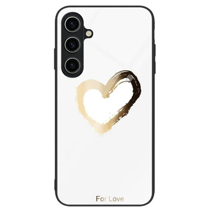 For Samsung Galaxy A15 4G Pattern Cover Anti-Scratch Tempered Glass Phone Back Case