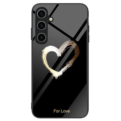 For Samsung Galaxy A15 4G Pattern Cover Anti-Scratch Tempered Glass Phone Back Case