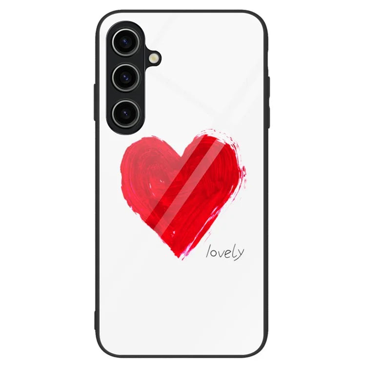 For Samsung Galaxy A15 4G Pattern Cover Anti-Scratch Tempered Glass Phone Back Case