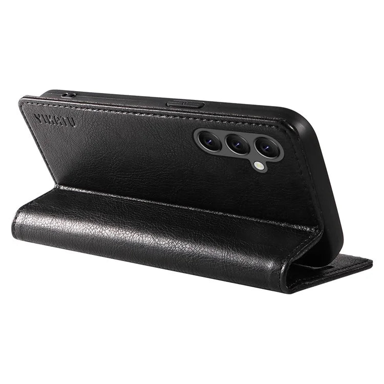 YIKATU YK-006 For Samsung Galaxy A25 5G (Global) (161.0 x 76.5 x 8.3mm) Leather Case Magnetic Folio Flip Wallet Phone Cover
