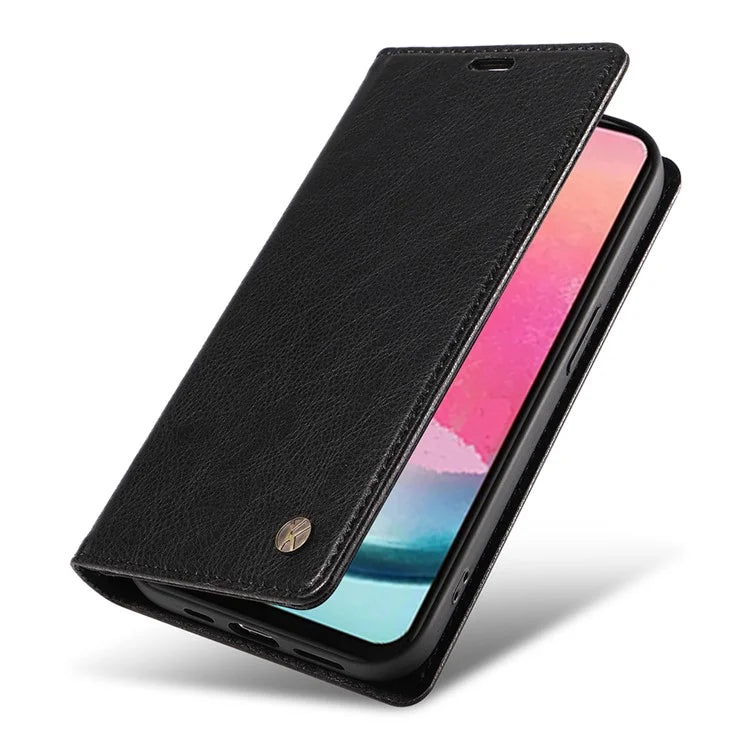 YIKATU YK-006 For Samsung Galaxy A25 5G (Global) (161.0 x 76.5 x 8.3mm) Leather Case Magnetic Folio Flip Wallet Phone Cover