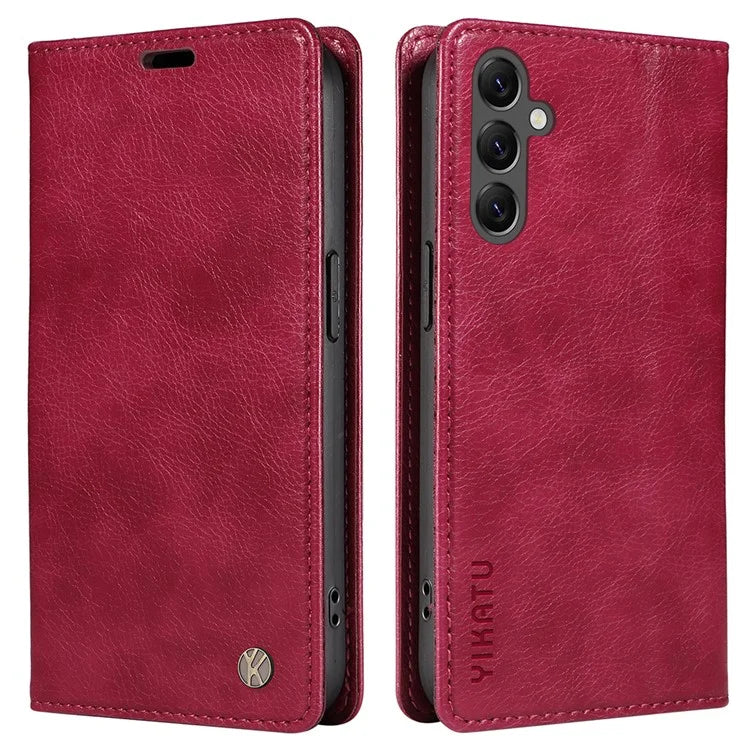 YIKATU YK-006 For Samsung Galaxy A25 5G (Global) (161.0 x 76.5 x 8.3mm) Leather Case Magnetic Folio Flip Wallet Phone Cover