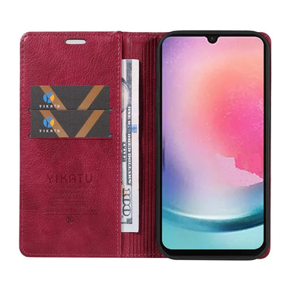 YIKATU YK-006 For Samsung Galaxy A25 5G (Global) (161.0 x 76.5 x 8.3mm) Leather Case Magnetic Folio Flip Wallet Phone Cover