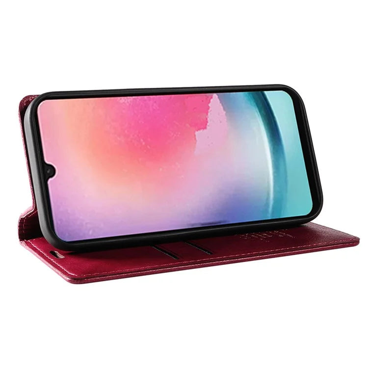 YIKATU YK-006 For Samsung Galaxy A25 5G (Global) (161.0 x 76.5 x 8.3mm) Leather Case Magnetic Folio Flip Wallet Phone Cover
