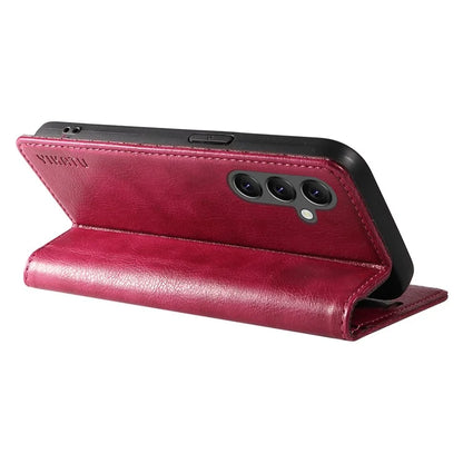 YIKATU YK-006 For Samsung Galaxy A25 5G (Global) (161.0 x 76.5 x 8.3mm) Leather Case Magnetic Folio Flip Wallet Phone Cover