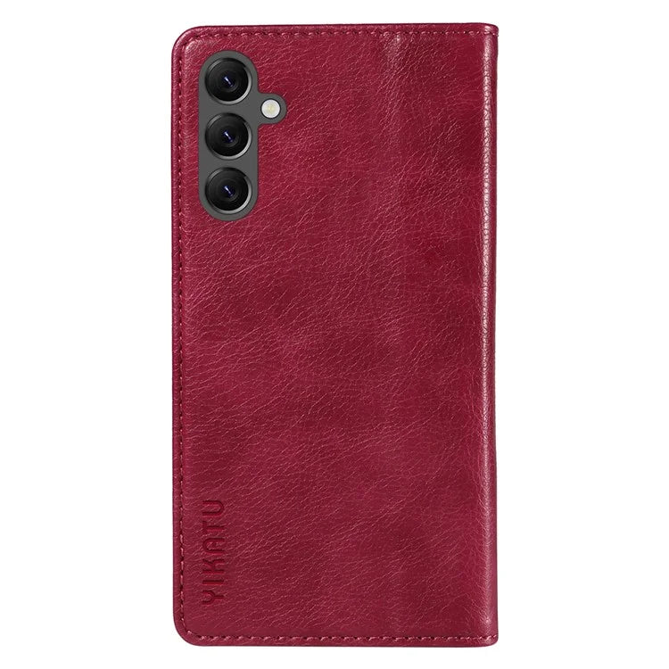 YIKATU YK-006 For Samsung Galaxy A25 5G (Global) (161.0 x 76.5 x 8.3mm) Leather Case Magnetic Folio Flip Wallet Phone Cover