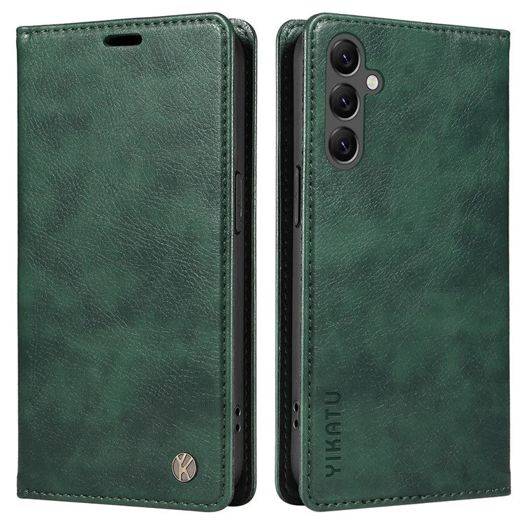 YIKATU YK-006 For Samsung Galaxy A25 5G (Global) (161.0 x 76.5 x 8.3mm) Leather Case Magnetic Folio Flip Wallet Phone Cover