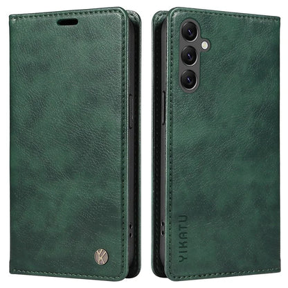 YIKATU YK-006 For Samsung Galaxy A25 5G (Global) (161.0 x 76.5 x 8.3mm) Leather Case Magnetic Folio Flip Wallet Phone Cover
