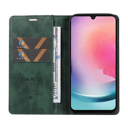 YIKATU YK-006 For Samsung Galaxy A25 5G (Global) (161.0 x 76.5 x 8.3mm) Leather Case Magnetic Folio Flip Wallet Phone Cover