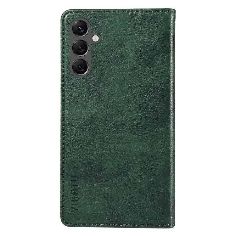 YIKATU YK-006 For Samsung Galaxy A25 5G (Global) (161.0 x 76.5 x 8.3mm) Leather Case Magnetic Folio Flip Wallet Phone Cover