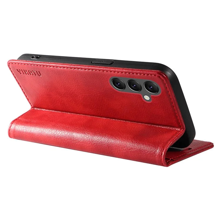 YIKATU YK-006 For Samsung Galaxy A25 5G (Global) (161.0 x 76.5 x 8.3mm) Leather Case Magnetic Folio Flip Wallet Phone Cover